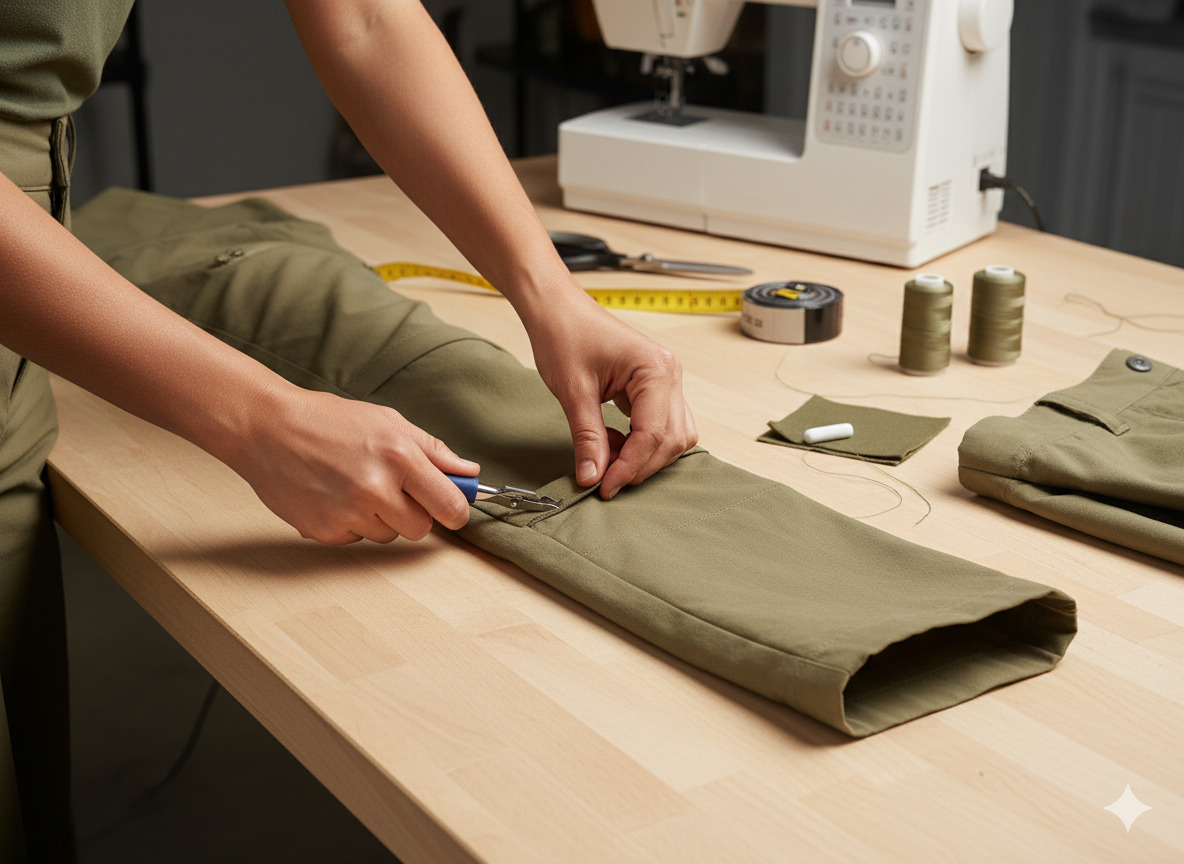 Bukse eller skjørt som justeres i lengde